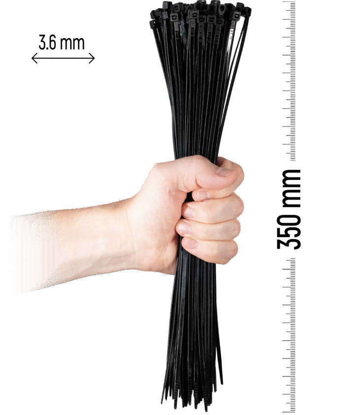 Nylon Cable Tie 100pcs - 350×3.6 mm Black