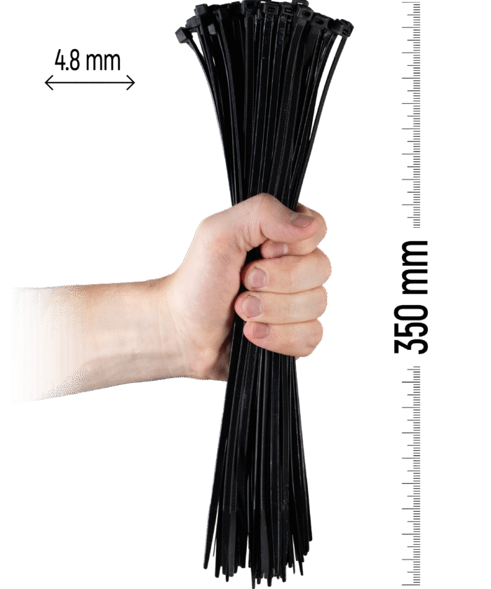 Nylon Cable Tie 100pcs - 350×4.8 mm Black