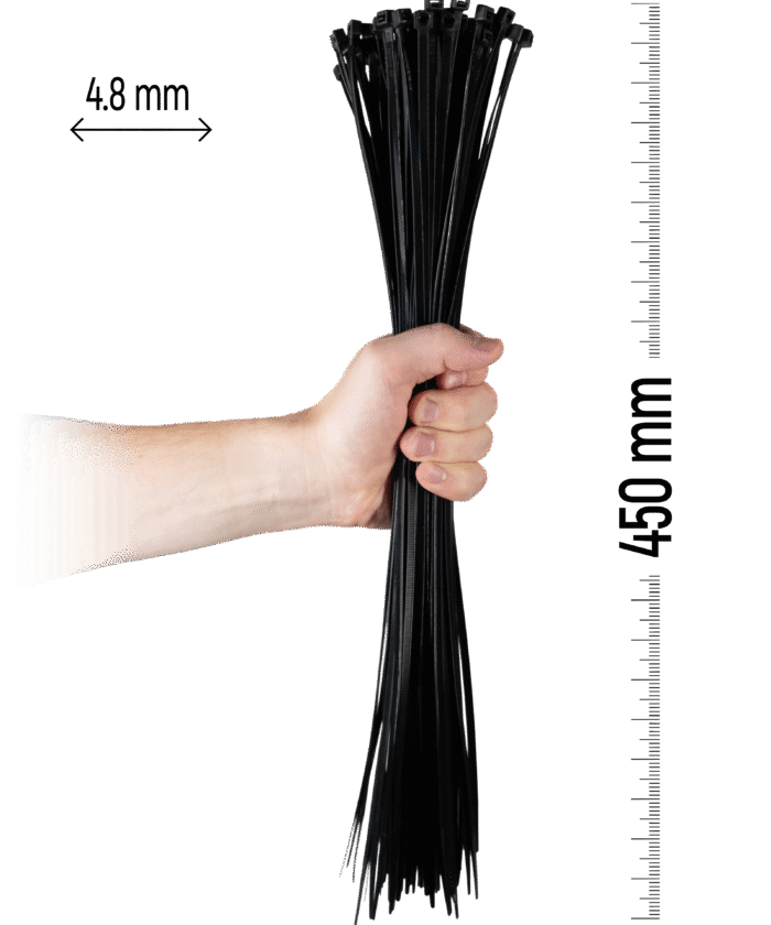 Nylon Cable Tie 100pcs - 450×4.8 mm Black