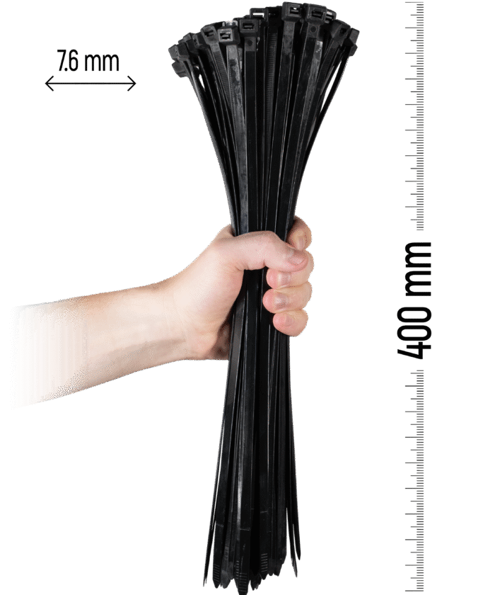 Nylon Cable Tie 100pcs - 400×7.6 mm Black