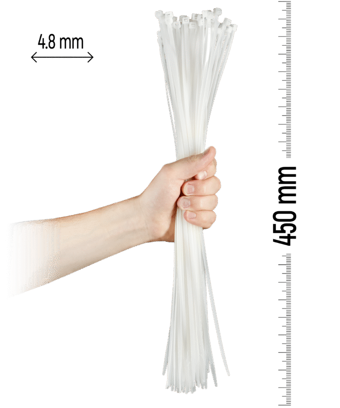 Nylon Cable Tie 100pcs - 450×4.8 mm White