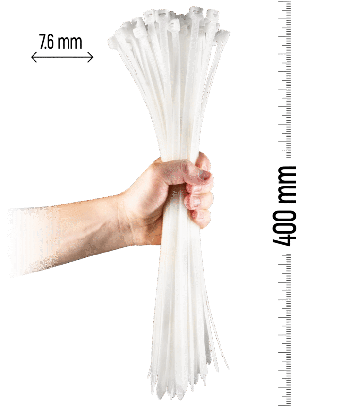 Nylon Cable Tie 100pcs - 400×7.6 mm White