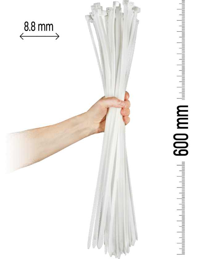 Nylon Cable Tie 100pcs - 600×8.8 mm White