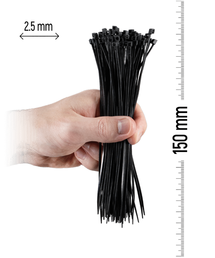 Nylon Cable Tie 100pcs - 150×2.5 mm Black